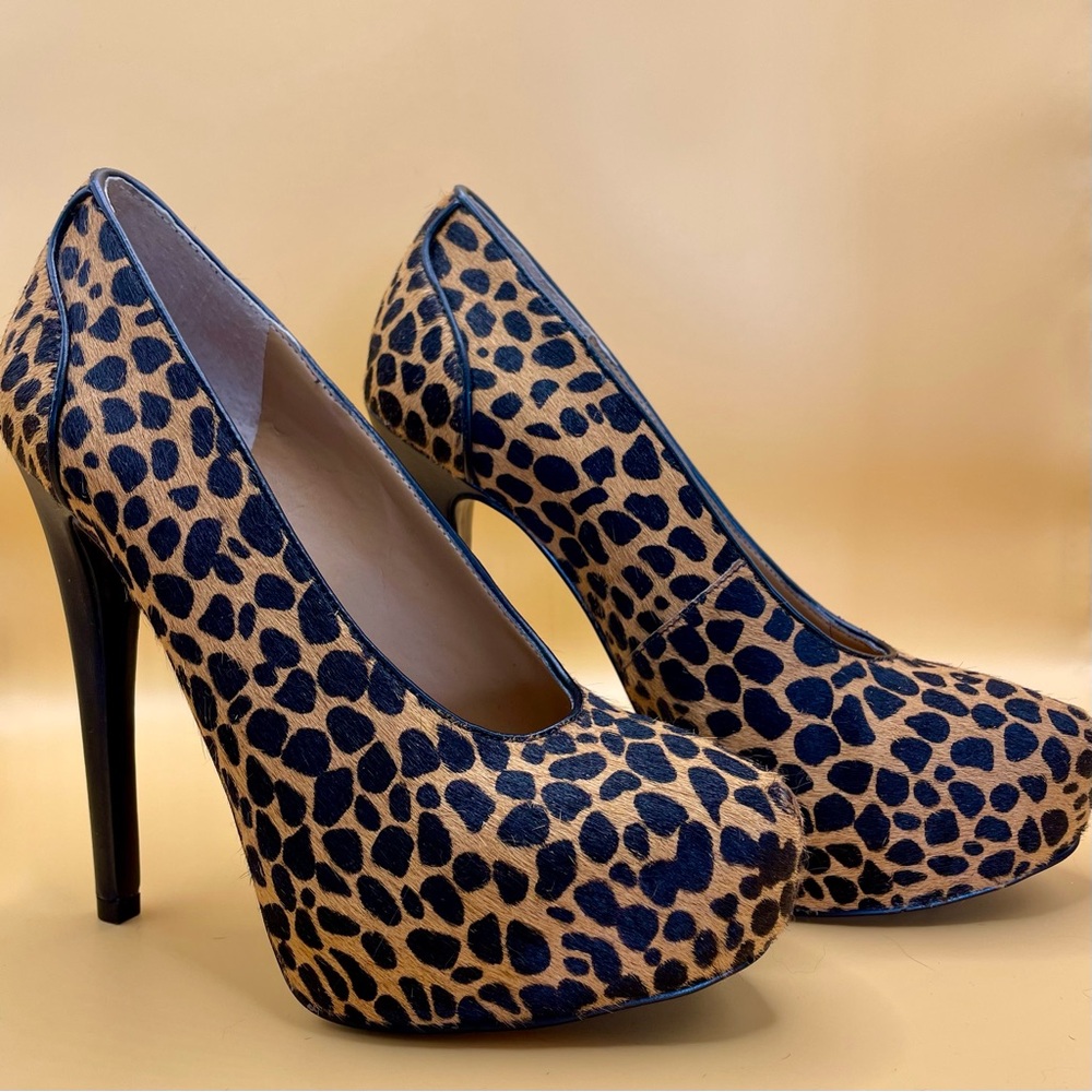 Nine West Aldusa Cheetah Print Hidden Platform Sky High Stiletto Pumps 5M NWB - Picture 1 of 14